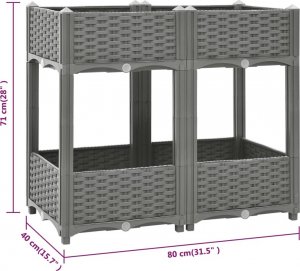 vidaXL vidaXL Donica do podwyższonej rabaty, 80x40x71 cm, polipropylen 6