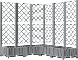 vidaXL vidaXL Donica ogrodowa z kratką, jasnoszara, 120x120x121,5 cm, PP 2