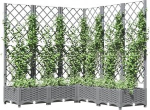 vidaXL vidaXL Donica ogrodowa z kratką, jasnoszara, 120x120x121,5 cm, PP 3