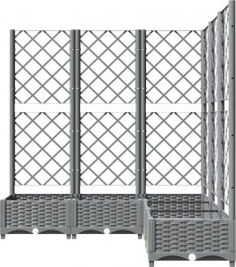 vidaXL vidaXL Donica ogrodowa z kratką, jasnoszara, 120x120x121,5 cm, PP 4