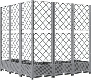 vidaXL vidaXL Donica ogrodowa z kratką, jasnoszara, 120x120x121,5 cm, PP 6