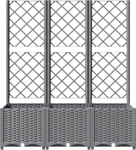 vidaXL vidaXL Donica ogrodowa z kratką, jasnoszara, 120x40x136 cm, PP 4