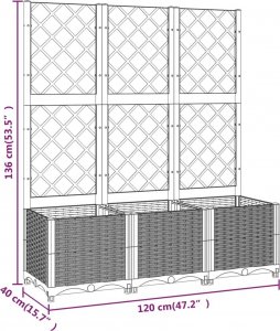 vidaXL vidaXL Donica ogrodowa z kratką, jasnoszara, 120x40x136 cm, PP 8