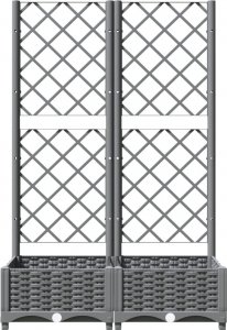 vidaXL vidaXL Donica ogrodowa z kratką, jasnoszara, 80x40x121,5 cm, PP 4