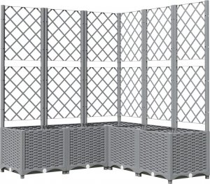 vidaXL vidaXL Donica ogrodowa z kratką, jasnoszara, 120x120x136 cm, PP 2