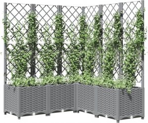 vidaXL vidaXL Donica ogrodowa z kratką, jasnoszara, 120x120x136 cm, PP 3