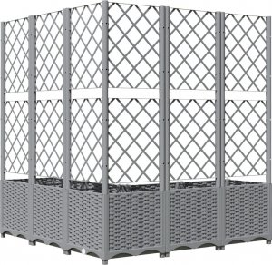 vidaXL vidaXL Donica ogrodowa z kratką, jasnoszara, 120x120x136 cm, PP 6