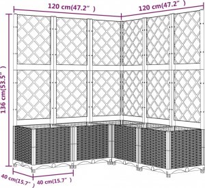 vidaXL vidaXL Donica ogrodowa z kratką, jasnoszara, 120x120x136 cm, PP 8