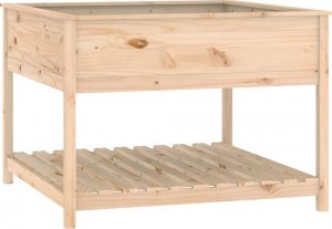 vidaXL Donica z półką, 111,5x111,5x81 cm, lite drewno sosnowe 2