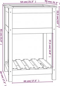 vidaXL Donica z półką, 54x54x81 cm, lite drewno sosnowe 8
