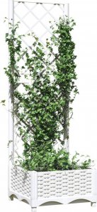 vidaXL vidaXL Donica ogrodowa z kratką, biała, 40x40x121,5 cm, PP 3