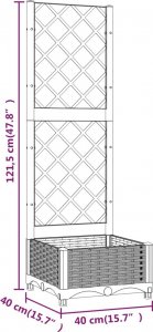 vidaXL vidaXL Donica ogrodowa z kratką, biała, 40x40x121,5 cm, PP 8
