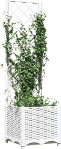 vidaXL vidaXL Donica ogrodowa z kratką, biała, 40x40x136 cm, PP 3
