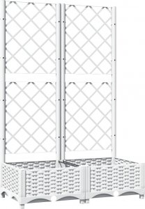 vidaXL vidaXL Donica ogrodowa z kratką, biała, 80x40x121,5 cm, PP 2