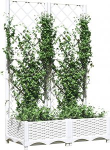 vidaXL vidaXL Donica ogrodowa z kratką, biała, 80x40x121,5 cm, PP 3