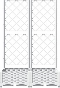 vidaXL vidaXL Donica ogrodowa z kratką, biała, 80x40x121,5 cm, PP 4