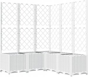 vidaXL vidaXL Donica ogrodowa z kratką, biała, 120x120x136 cm, PP 2