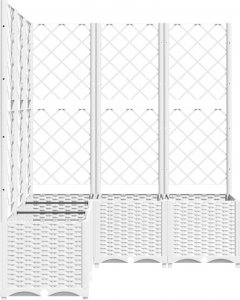 vidaXL vidaXL Donica ogrodowa z kratką, biała, 120x120x136 cm, PP 4