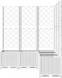 vidaXL vidaXL Donica ogrodowa z kratką, biała, 120x120x136 cm, PP 5