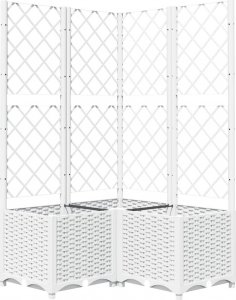 vidaXL vidaXL Donica ogrodowa z kratką, biała, 80x80x136 cm, PP 2