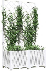 vidaXL vidaXL Donica ogrodowa z kratką, biała, 80x40x136 cm, PP 3