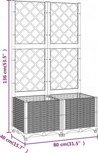 vidaXL vidaXL Donica ogrodowa z kratką, biała, 80x40x136 cm, PP 8