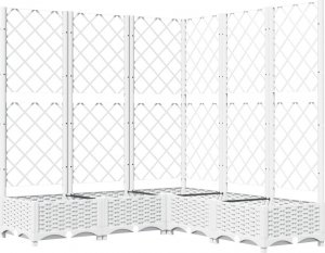 vidaXL vidaXL Donica ogrodowa z kratką, biała, 120x120x121,5 cm, PP 2