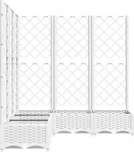 vidaXL vidaXL Donica ogrodowa z kratką, biała, 120x120x121,5 cm, PP 4