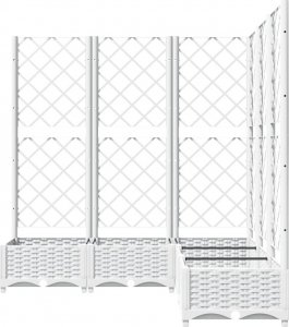 vidaXL vidaXL Donica ogrodowa z kratką, biała, 120x120x121,5 cm, PP 5