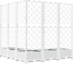 vidaXL vidaXL Donica ogrodowa z kratką, biała, 120x120x121,5 cm, PP 6