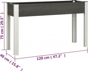 vidaXL vidaXL Podwyższona donica ogrodowa, szara, 120 x 40 x 75 cm, WPC 6