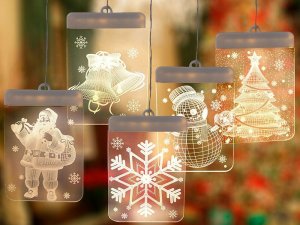 Dekoracja świąteczna Verk WITRAŻ LED 3D NA OKNO OZDOBA LAMPKI ŚWIĄTECZNE 5