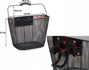 Verk DUŻY KOSZ NA ROWER METALOWY KOSZYK ROWEROWY CLICK 13