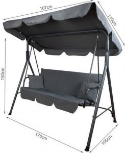 Malatec Huśtawka ogrodowa z daszkiem dla 3 osób szara 10