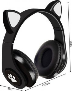 Słuchawki Malatec Słuchawki bezprzewodowe z uszami kota - czarne 7