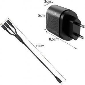 Ładowarka Izoxis Ładowarka sieciowa 4x USB + kabel Izoxis 19908 8