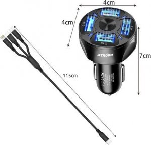 Ładowarka Xtrobb Ładowarka samochodowa 4x USB + kabel Xtrobb 19907 7