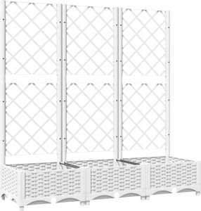 vidaXL Donica ogrodowa z kratką, biała, 120x40x121,5 cm, PP 2