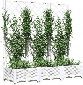 vidaXL Donica ogrodowa z kratką, biała, 120x40x121,5 cm, PP 3