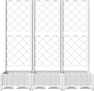 vidaXL Donica ogrodowa z kratką, biała, 120x40x121,5 cm, PP 4
