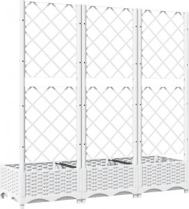 vidaXL Donica ogrodowa z kratką, biała, 120x40x121,5 cm, PP 6