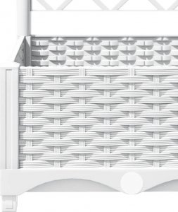 vidaXL Donica ogrodowa z kratką, biała, 120x40x121,5 cm, PP 7