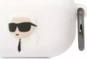 Karl Lagerfeld Etui ochronne na słuchawki Karl Lagerfeld do AirPods Pro cover biały/white Silicone Karl Head 3D 1
