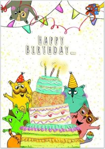 HENRY Karnet A5 Urodziny - Tort z kotkami 1