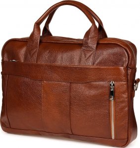 Torba Beltimore Skórzana torba na laptop duża męska pojemna premium Beltimore brązowa J13 1
