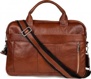 Torba Beltimore Skórzana torba na laptop duża męska pojemna premium Beltimore brązowa J13 3
