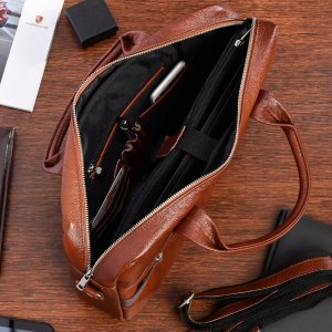 Torba Beltimore Skórzana torba na laptop duża męska pojemna premium Beltimore brązowa J13 5