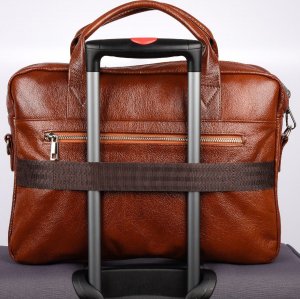 Torba Beltimore Skórzana torba na laptop duża męska pojemna premium Beltimore brązowa J13 7