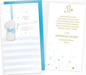 KUKARTKA Karnet Urodziny Roczek niebieski 1