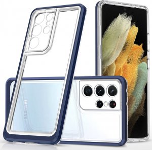 Hurtel Clear 3in1 etui do Samsung Galaxy S23 Ultra silikonowy pokrowiec z ramką niebieskie 1